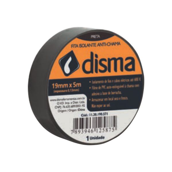 FITA ISOL.19MMX05M PRETA DISMA